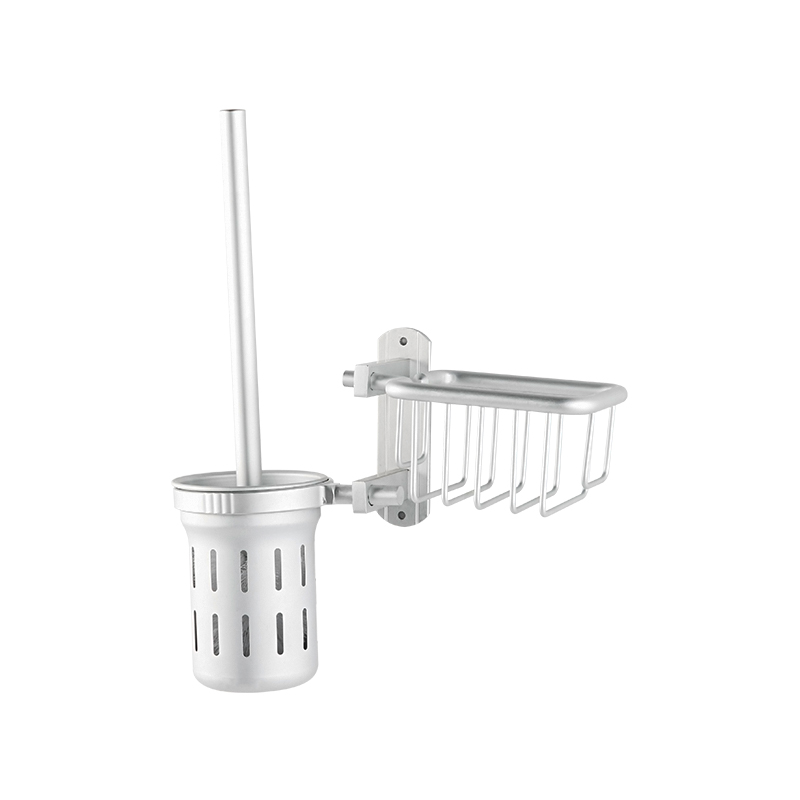 10703 Wall Mounted Aluminum Alloy Double-layer Hollow Toilet Brush Holder