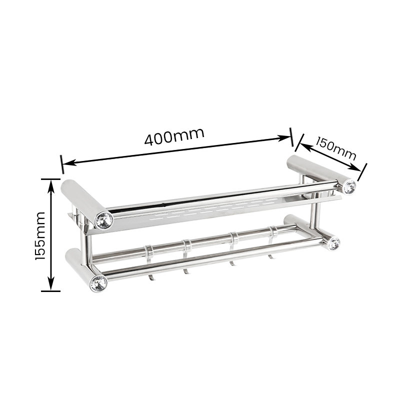 10305A Single Shelving Stainless Steel Wall Mounted Bathroom Storage Rack