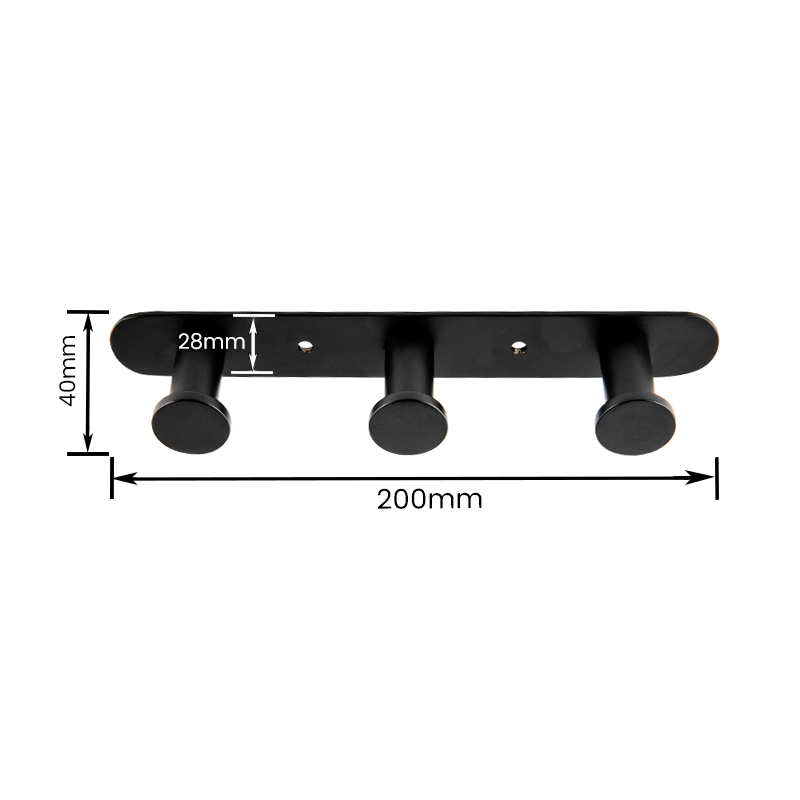 10508 Matte Black Stainless Steel Towel Hook Combination Robe Hook