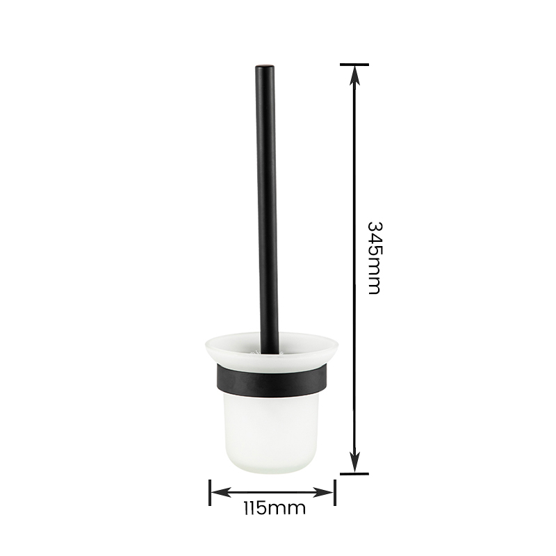 10707 Wall Mounted Aluminum Alloy + Glass Toilet Brush Holder And Semicircular Toilet Brush