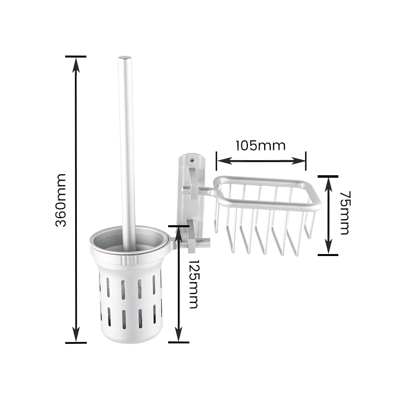 10703 Wall Mounted Aluminum Alloy Double-layer Hollow Toilet Brush Holder