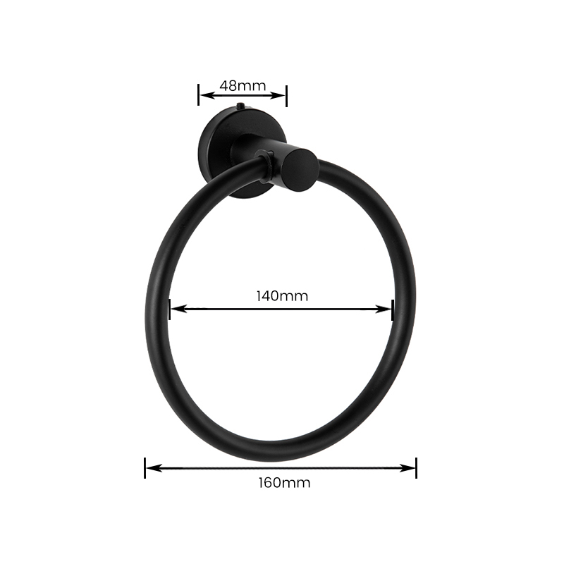 11102 Mirror Polish/Brushed/Black Painted Round Wall Mounted Towel Ring