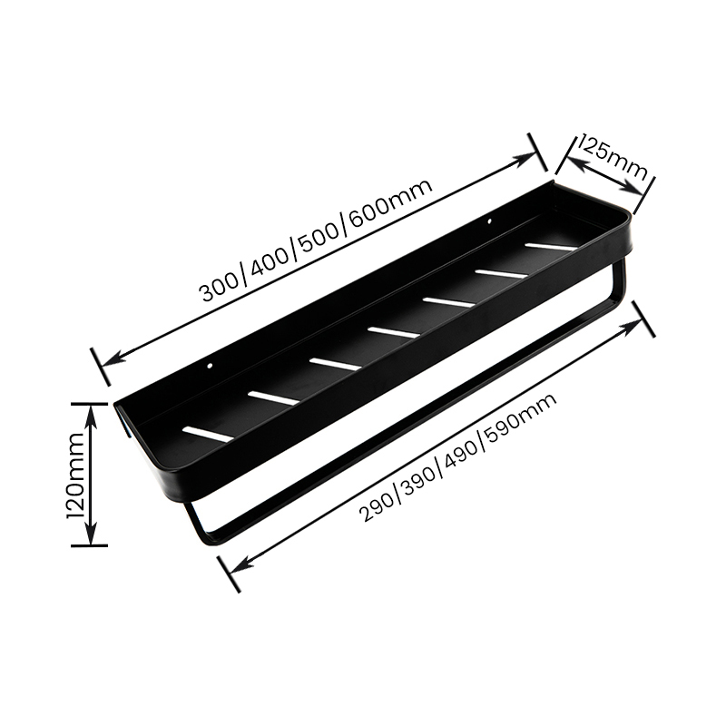 10302 Aluminum Alloy Wall Mounted Bathroom Storage Rack with Hanging Rod