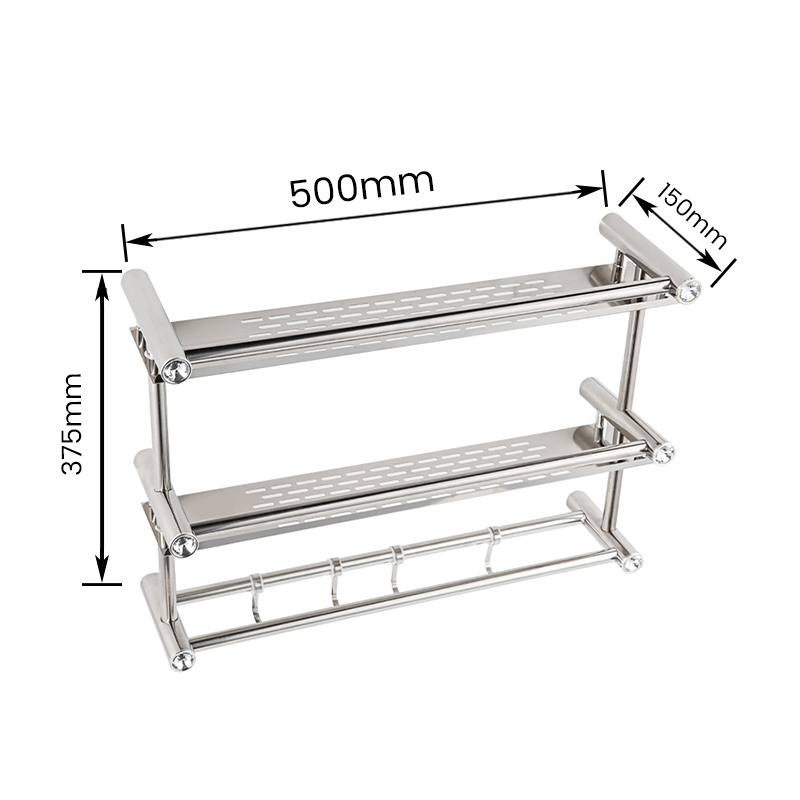 10305B Double Shelving Stainless Steel Wall Mounted Bathroom Storage Rack