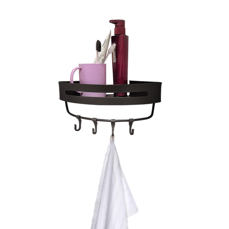 10808 Triangle Wall Mounted Bathroom Shelf Bottom With Hanging Rod